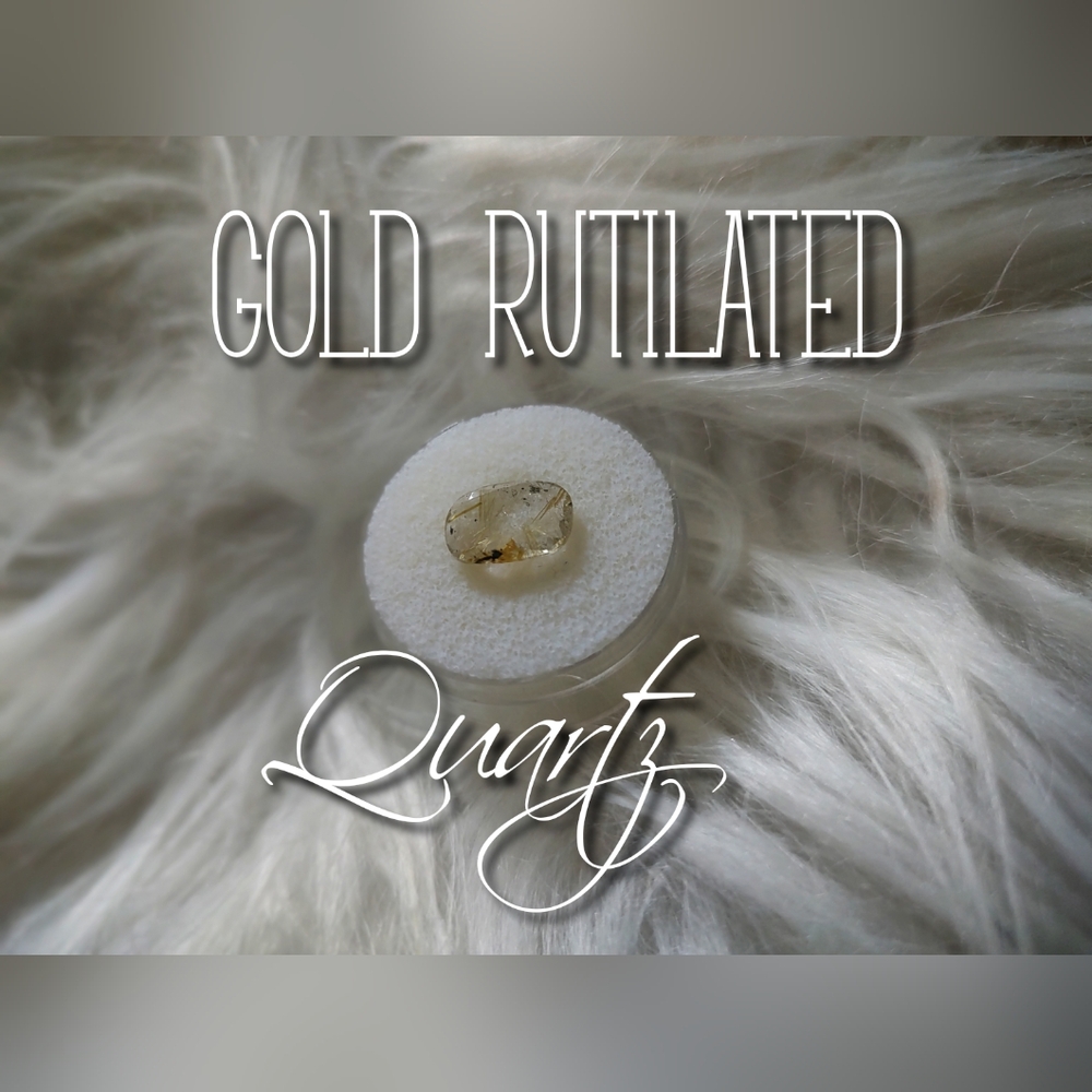 Cut & Polished Gold Rutilated Quartz Cabochon Gemstone